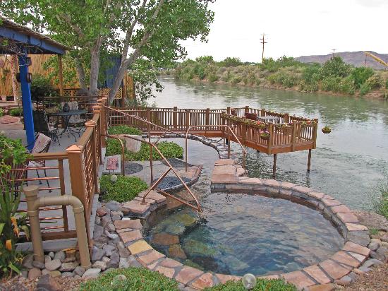 Riverbend Hot Springs pools on the Rio Grande, Truth or Consequences, New Mexico
